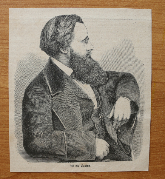 Wood Engraving William Wilkie Collins 1866 England Britain Writer first mystery thriller